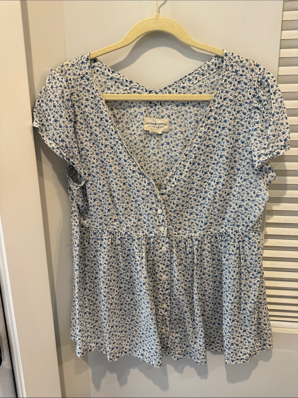 Ralph Lauren Light Blue Floral Button-Front Midi Dress